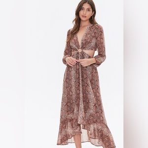 Snakeskin Print Cutout Dress